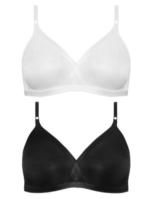 2 PACK Black & White Non-Padded Non-Wired Full Cup Bras