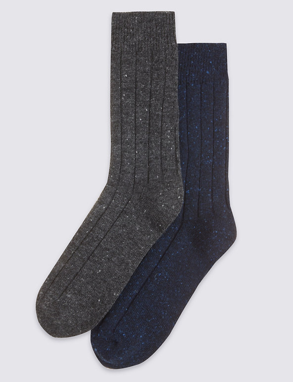 2pk Pair Thermal Rib Socks with Wool Image 1 of 2