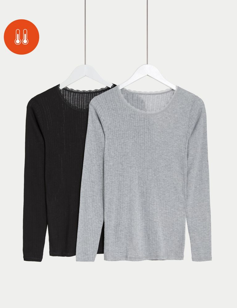 2pk Pointelle Thermal Long Sleeve Tops | M&S Collection | M&S