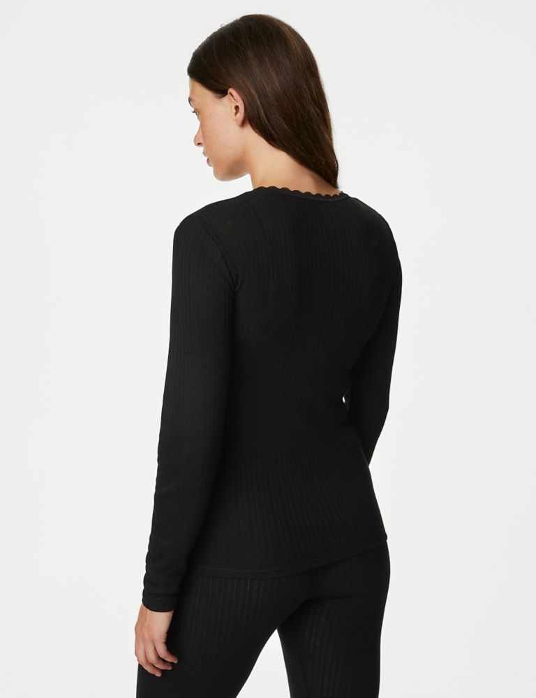 2pk Pointelle Thermal Long Sleeve Tops, M&S Collection