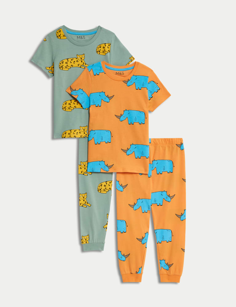 2pk Pure Cotton Animal Print Pyjama Sets 1 8 Yrs