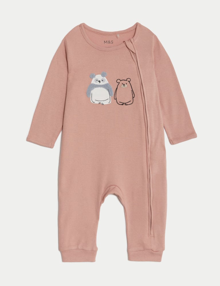 2pk Pure Cotton Animal Print Zip Sleepsuits 7lbs 1 Yrs