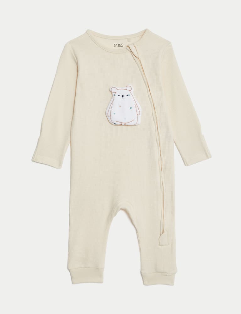 2pk Pure Cotton Bear Sleepsuits (6½lbs-3 Yrs) 2 of 5