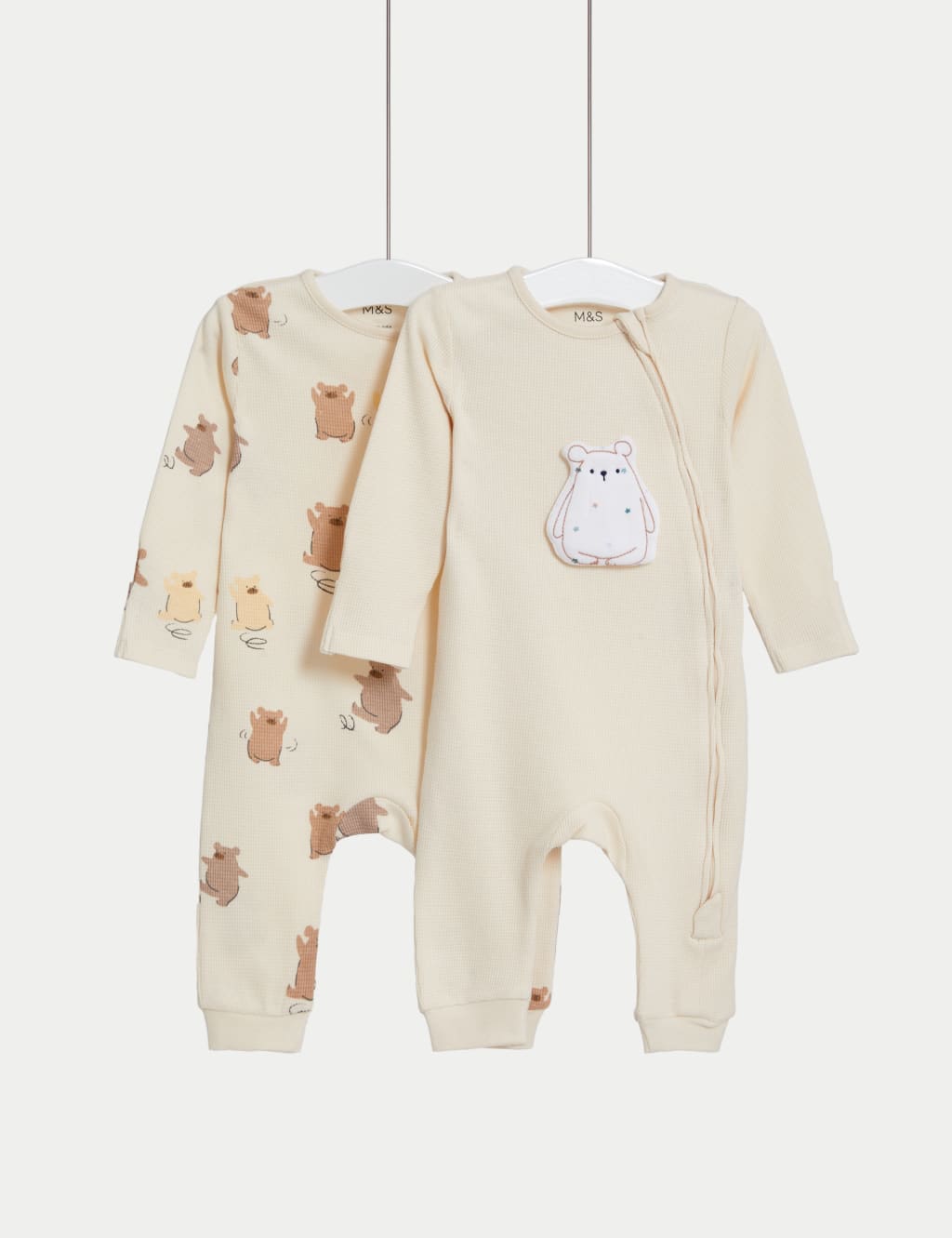 2pk Pure Cotton Bear Sleepsuits (6½lbs-3 Yrs) 3 of 5