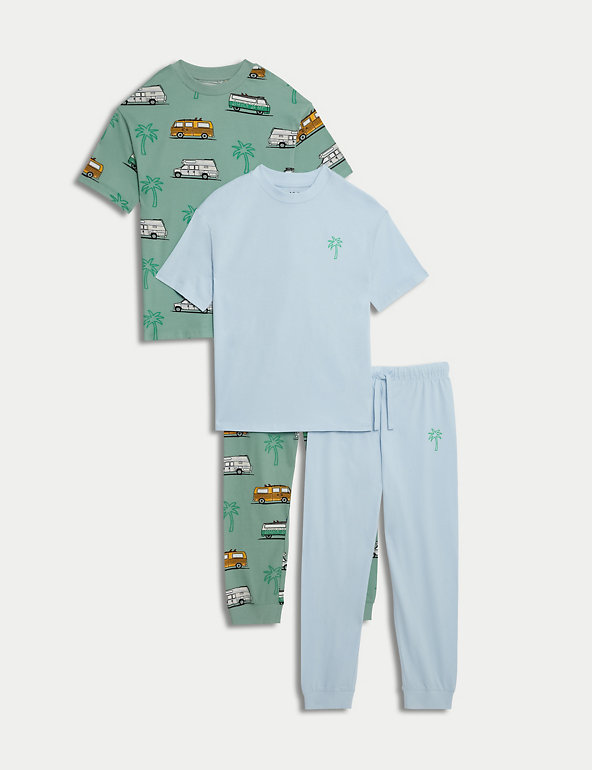 2pk Pure Cotton Camper Pyjama Sets (6-16 Yrs) Image 1 of 1