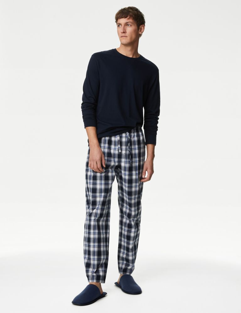 2pk Pure Cotton Checked Pyjama Bottoms, M&S Collection