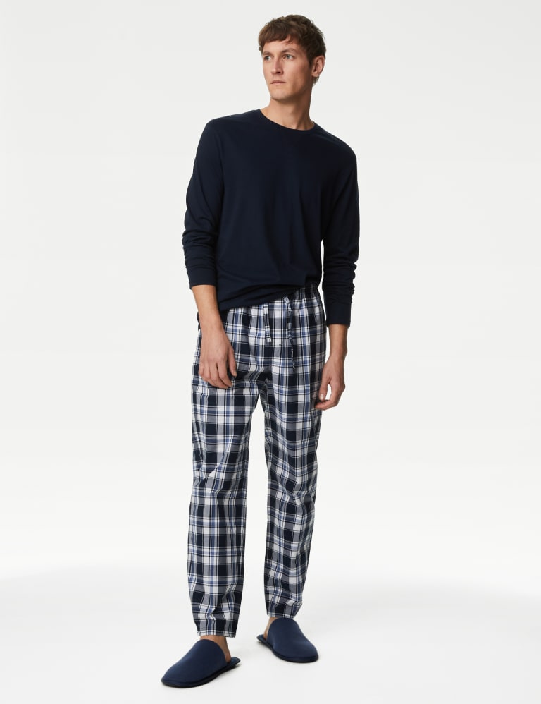 2pk Pure Cotton Checked Pyjama Bottoms, M&S Collection