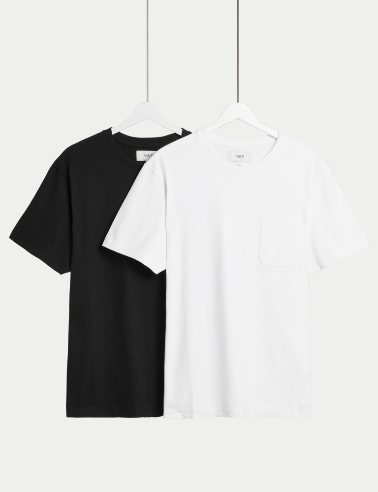 2pk Pure Cotton Crew Neck T-Shirts 1 of 1