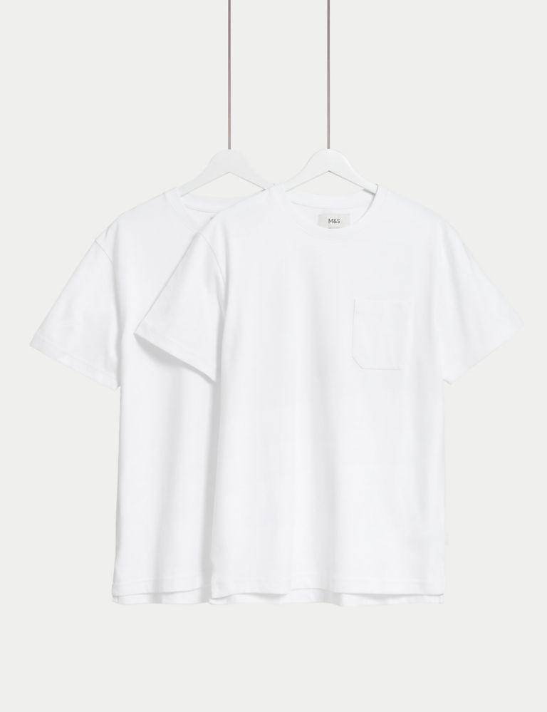 2pk Pure Cotton Crew Neck T-Shirts 1 of 5