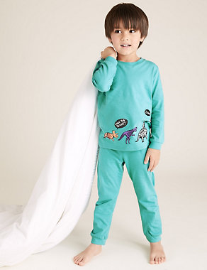 2pk Pure Cotton Dinosaur Pyjama Set (1-7 Yrs) Image 2 of 5