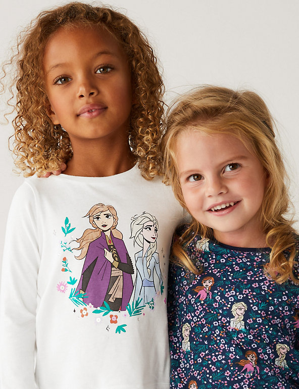 Disney Minnie Mouse Girls Long Sleeve Top T-Shirt with Character Picture and Glitter 100% Cotton Single or 3-Pack 2-8 Years 