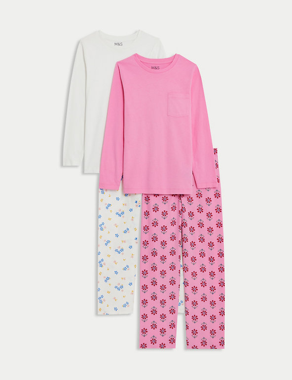 2pk Pure Cotton Floral Pyjamas Image 1 of 1