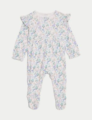 2pk Pure Cotton Floral Sleepsuits (0-3 Yrs) Image 2 of 4