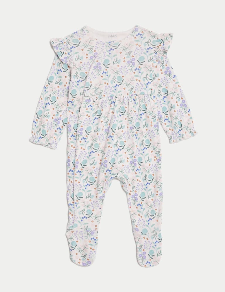 2pk Pure Cotton Floral Sleepsuits 0 3 Yrs