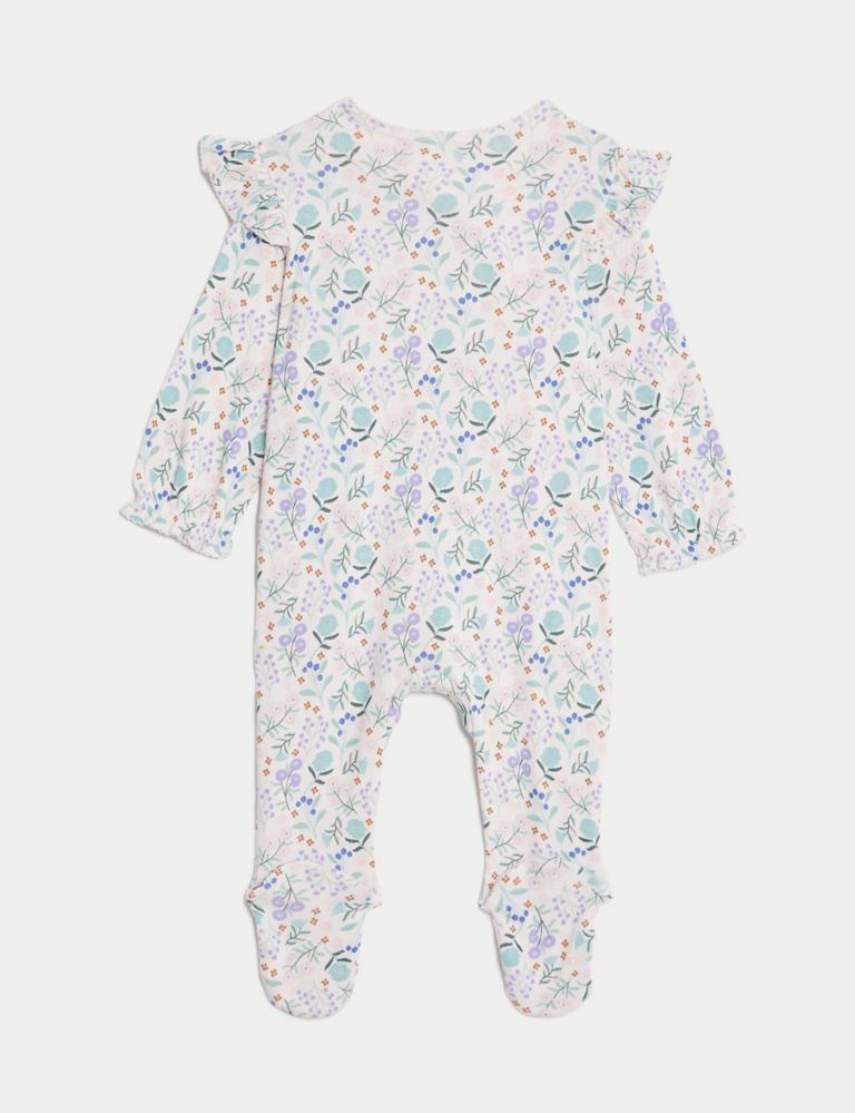 2pk Pure Cotton Floral Sleepsuits (0-3 Yrs) 3 of 4