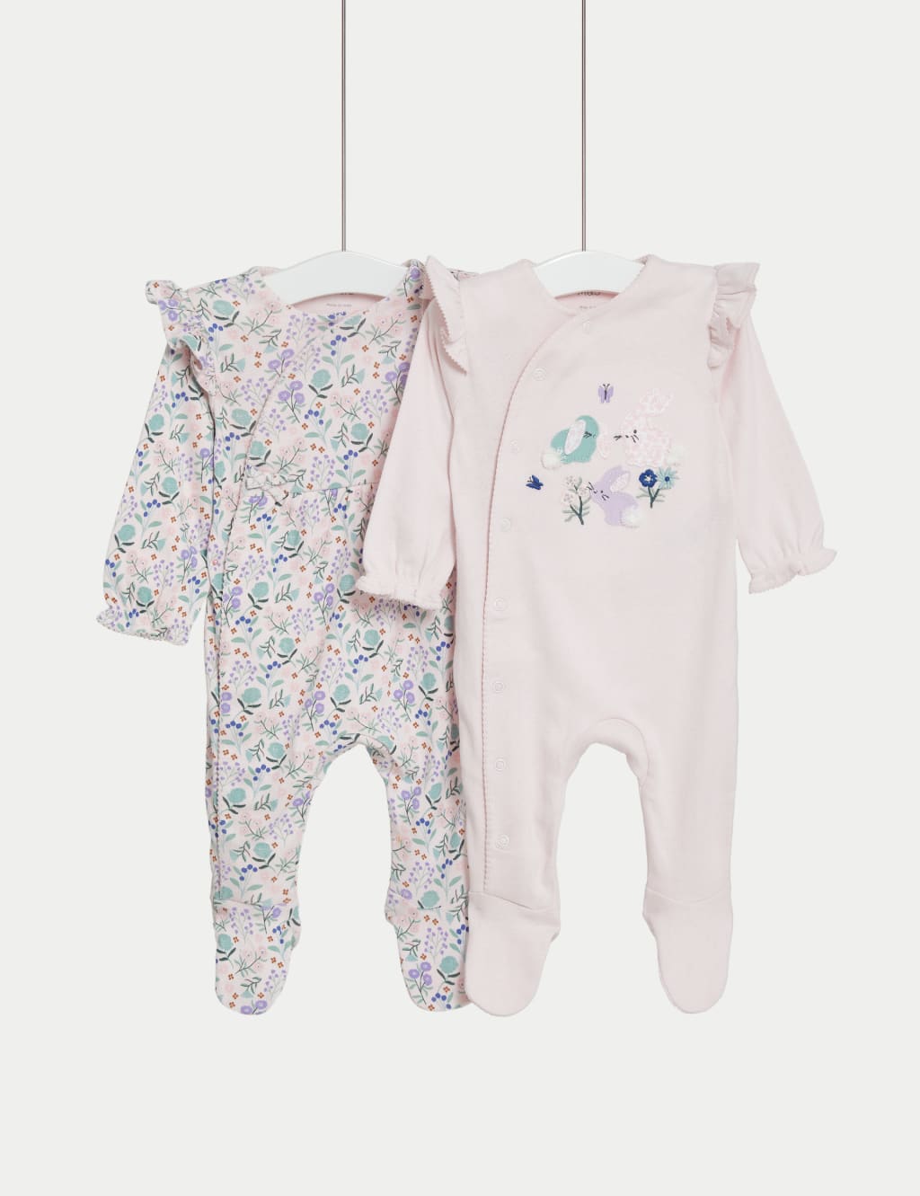 2pk Pure Cotton Floral Sleepsuits 0 3 Yrs M S Collection M S