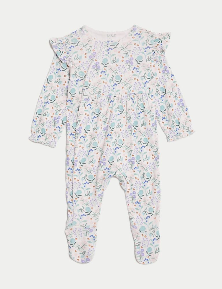 2pk Pure Cotton Floral Sleepsuits (6½lbs-3 Yrs) 2 of 4