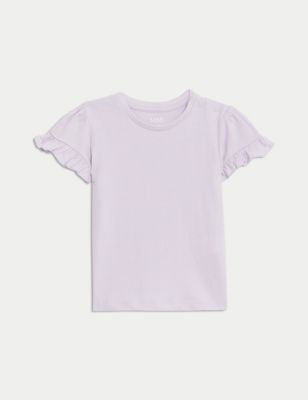 2pk Pure Cotton Frill T-Shirts (0-3 Yrs) Image 2 of 4