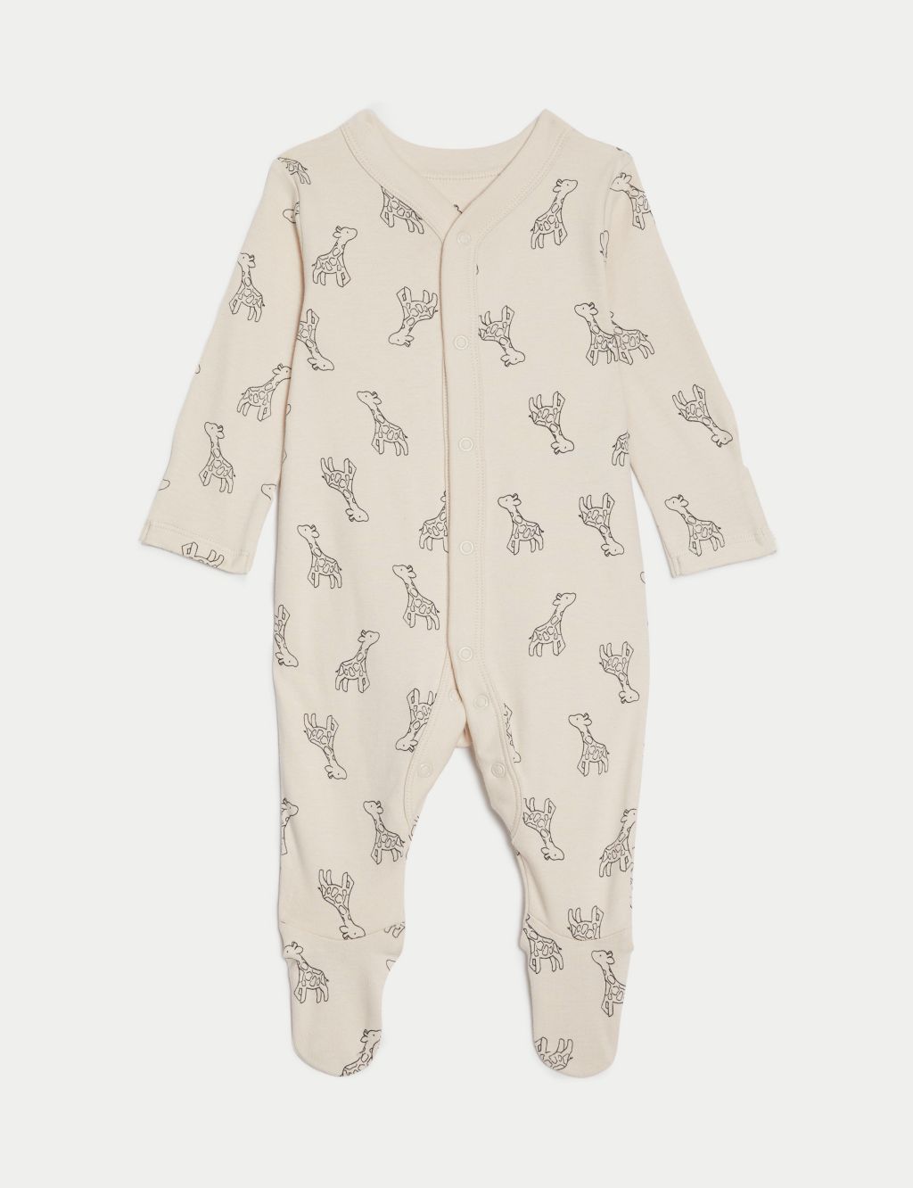 2pk Pure Cotton Giraffe & Striped Sleepsuits (5lbs-3 Yrs) 1 of 5