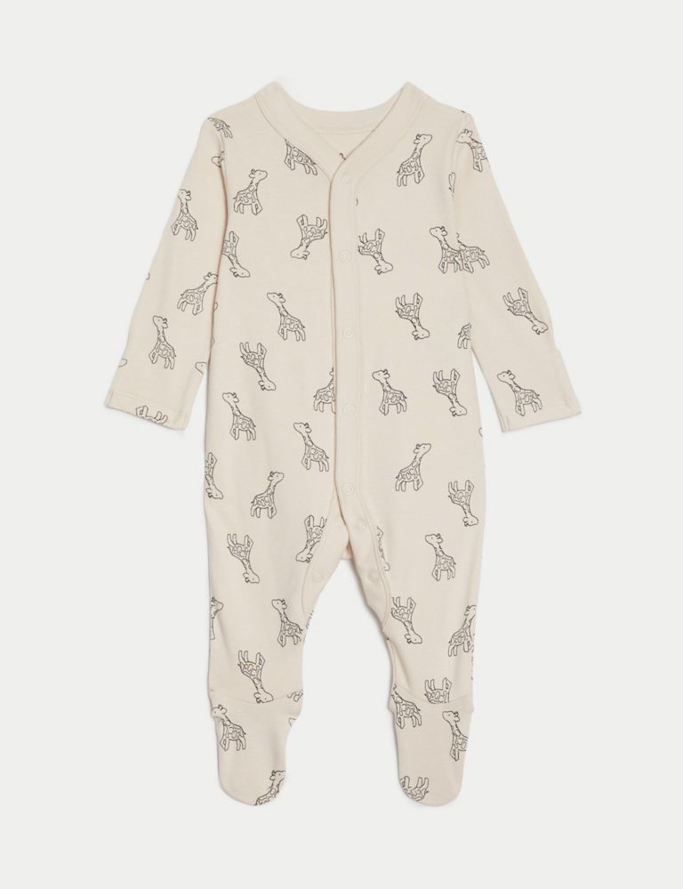 2pk Pure Cotton Giraffe & Striped Sleepsuits (5lbs-3 Yrs) 2 of 5