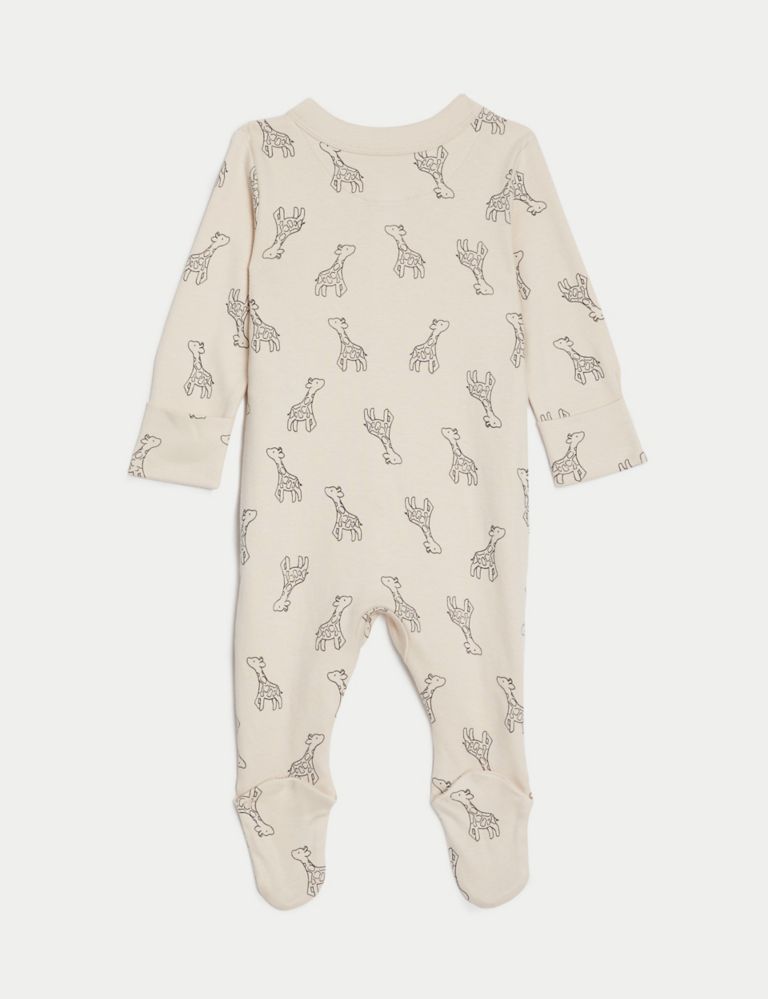 2pk Pure Cotton Giraffe & Striped Sleepsuits (5lbs-3 Yrs) 3 of 5