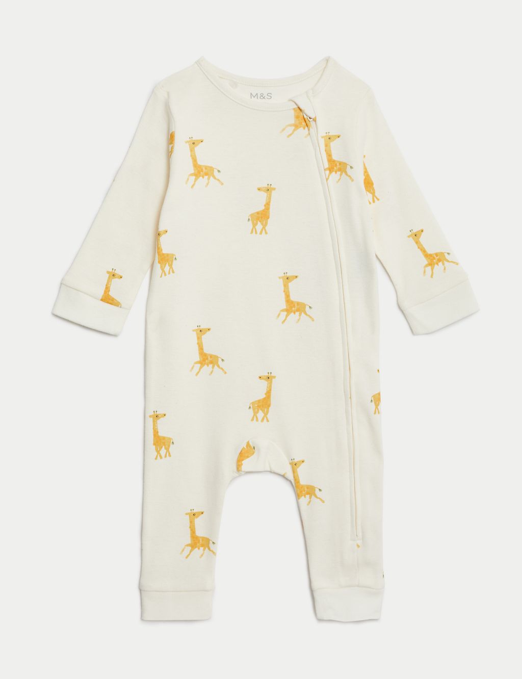 2pk Pure Cotton Giraffe Sleepsuits (0-3 Yrs) 1 of 4
