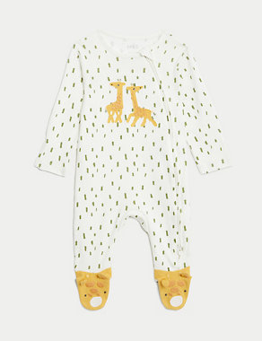 2pk Pure Cotton Giraffe Sleepsuits (6½lbs-3 Yrs) Image 2 of 5