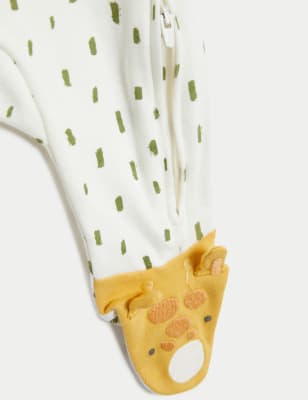 2pk Pure Cotton Giraffe Sleepsuits (6½lbs-3 Yrs), M&S Collection