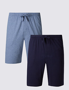2pk Pure Cotton Jersey Pyjama Shorts Image 2 of 5