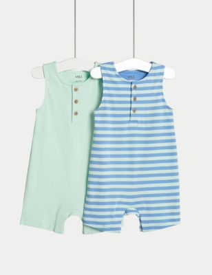 Baby Boy Button Design Striped Short-sleeve Romper