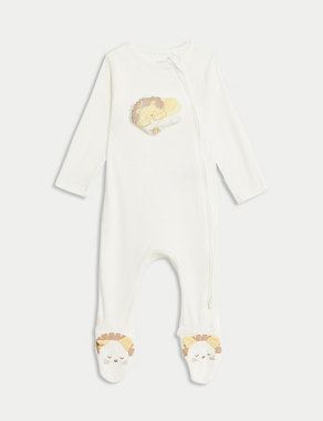 2pk Pure Cotton Lion Sleepsuits (0-3 Yrs) Image 2 of 4