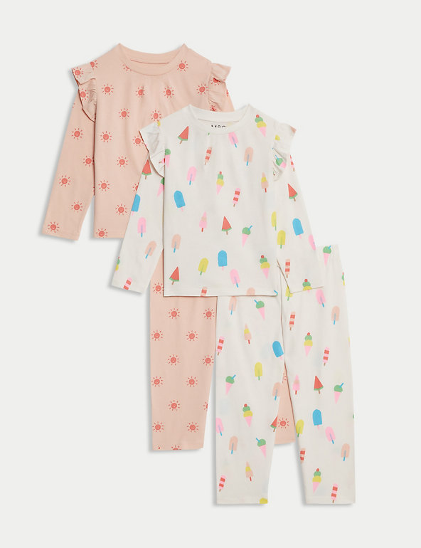 2pk Pure Cotton Lolly & Sun Pyjama Sets (1-8 Yrs) Image 1 of 1