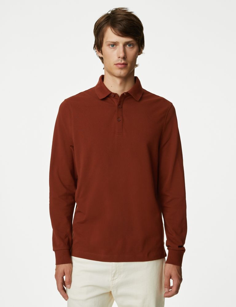 2pk Pure Cotton Long Sleeve Polo Shirts 3 of 5