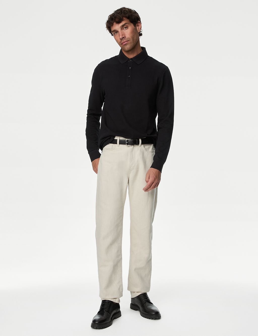 2pk Pure Cotton Long Sleeve Polo Shirts 4 of 6