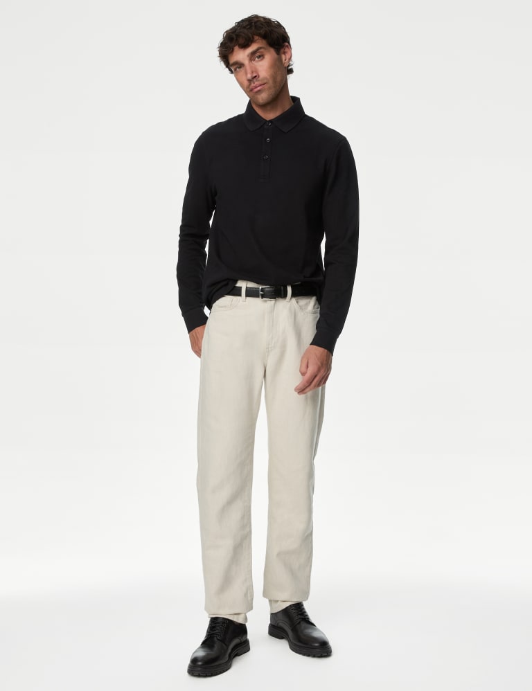 Marks and spencer men's long sleeve polo shirts best sale