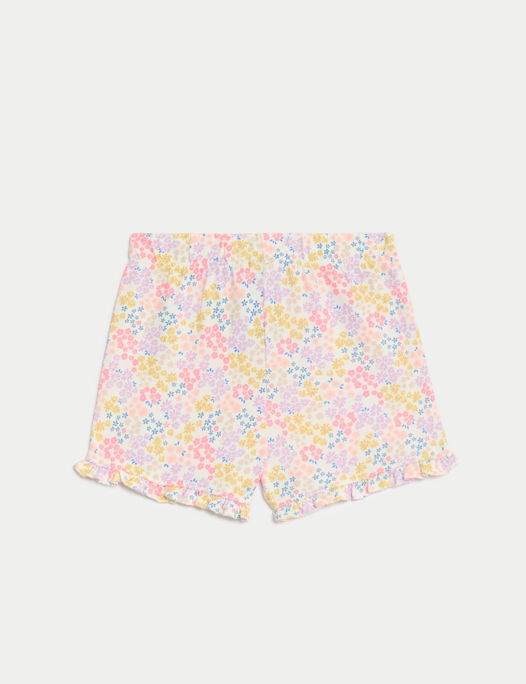 2pk Pure Cotton Plain & Floral Shorts (0-3 Yrs) 2 of 4