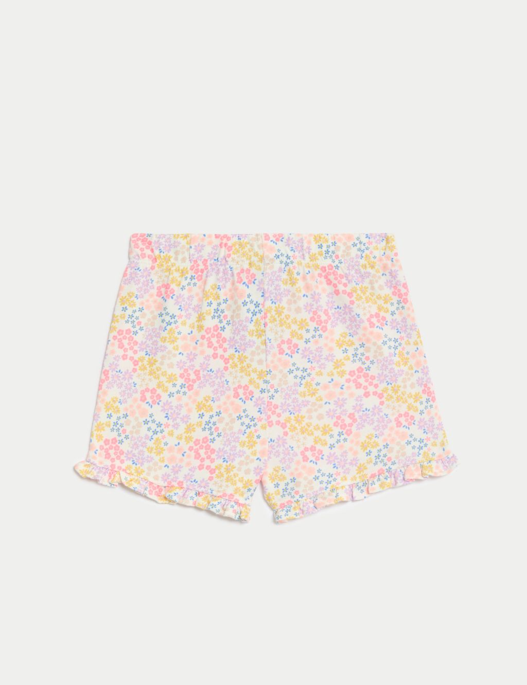 2pk Pure Cotton Plain & Floral Shorts (0-3 Yrs) 2 of 4