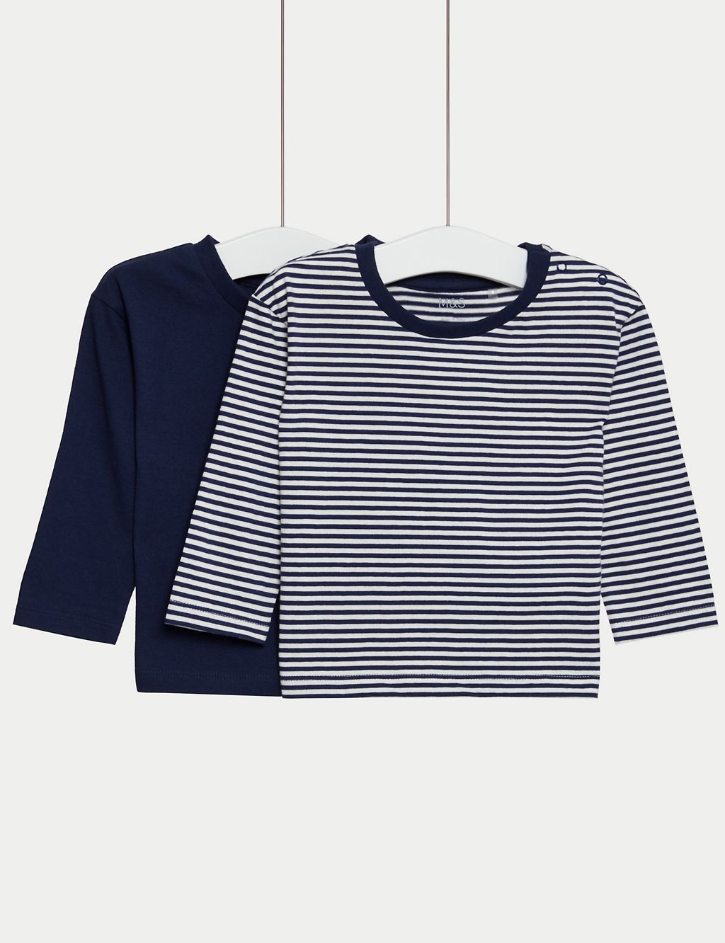 2pk Pure Cotton Plain & Striped Tops (0-3 Yrs) 3 of 4