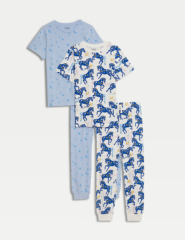 2pk Pure Cotton Print Pyjama Sets (6-16 Yrs) Image 1 of 1