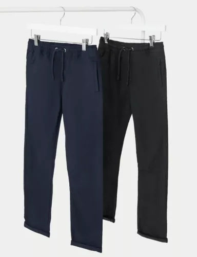2pk Pure Cotton Ripstop Trousers (6-16 Yrs) 1 of 5