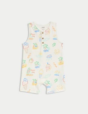 2pk Pure Cotton Rompers (0-3 Yrs) Image 2 of 4