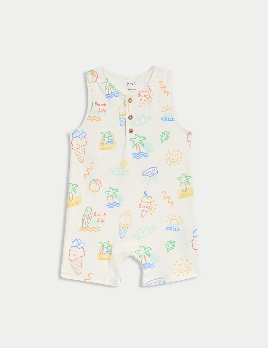2pk Pure Cotton Rompers (0-3 Yrs) 1 of 4