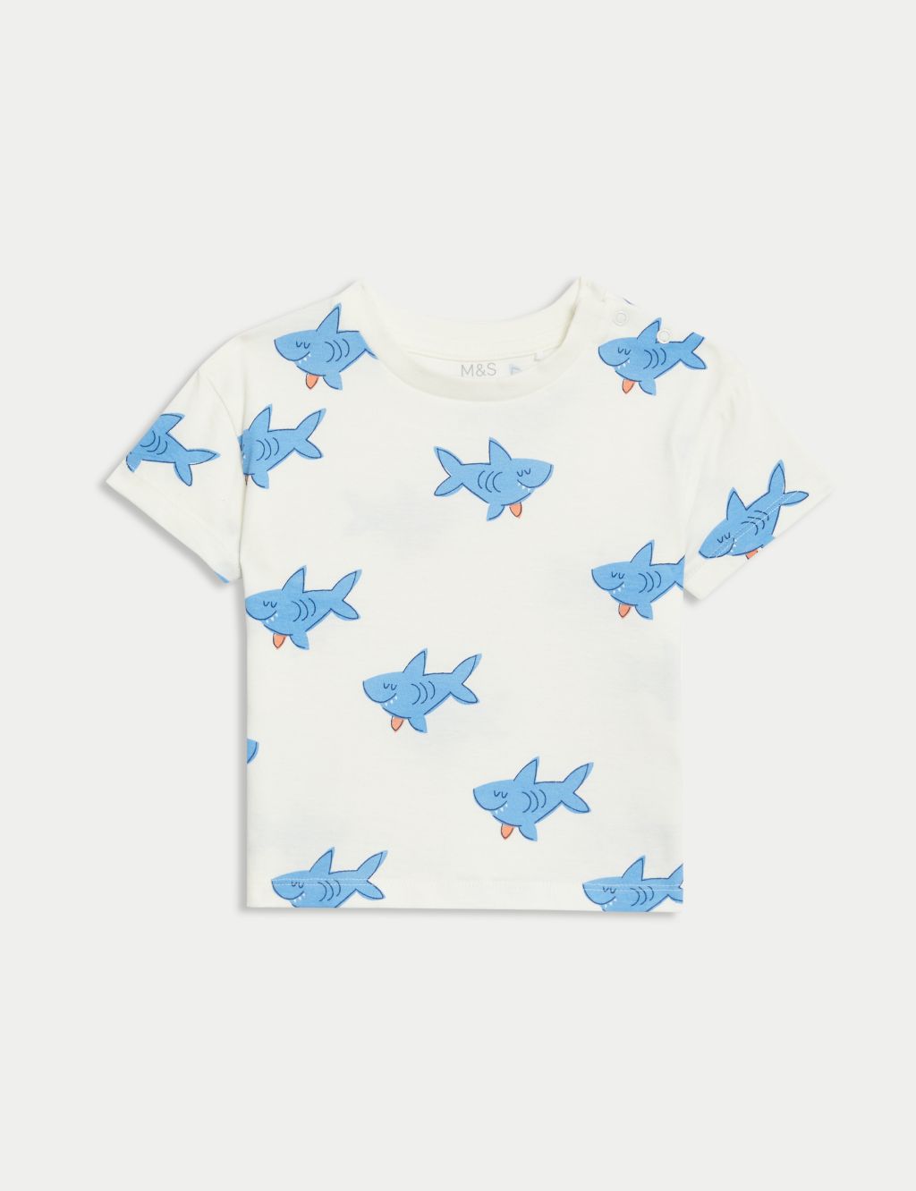 2pk Pure Cotton Shark T-Shirts (0-3 Yrs) 2 of 5