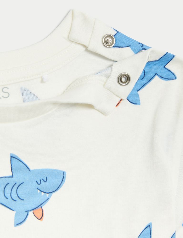 2pk Pure Cotton Shark T-Shirts (0-3 Yrs) 5 of 5