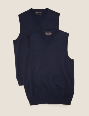 2pk Pure Cotton Sleeveless Jumper, M&S Collection