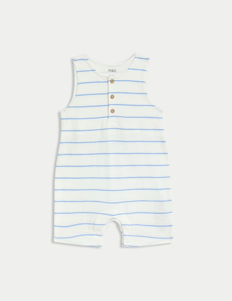 2pk Pure Cotton Slub Striped Rompers (0-36 Months) 2 of 4