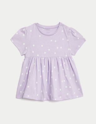 2pk Pure Cotton Spotted Tops (0-3 Yrs) Image 2 of 4