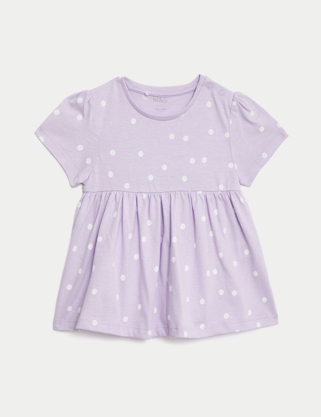 2pk Pure Cotton Spotted Tops (0-3 Yrs) 1 of 4