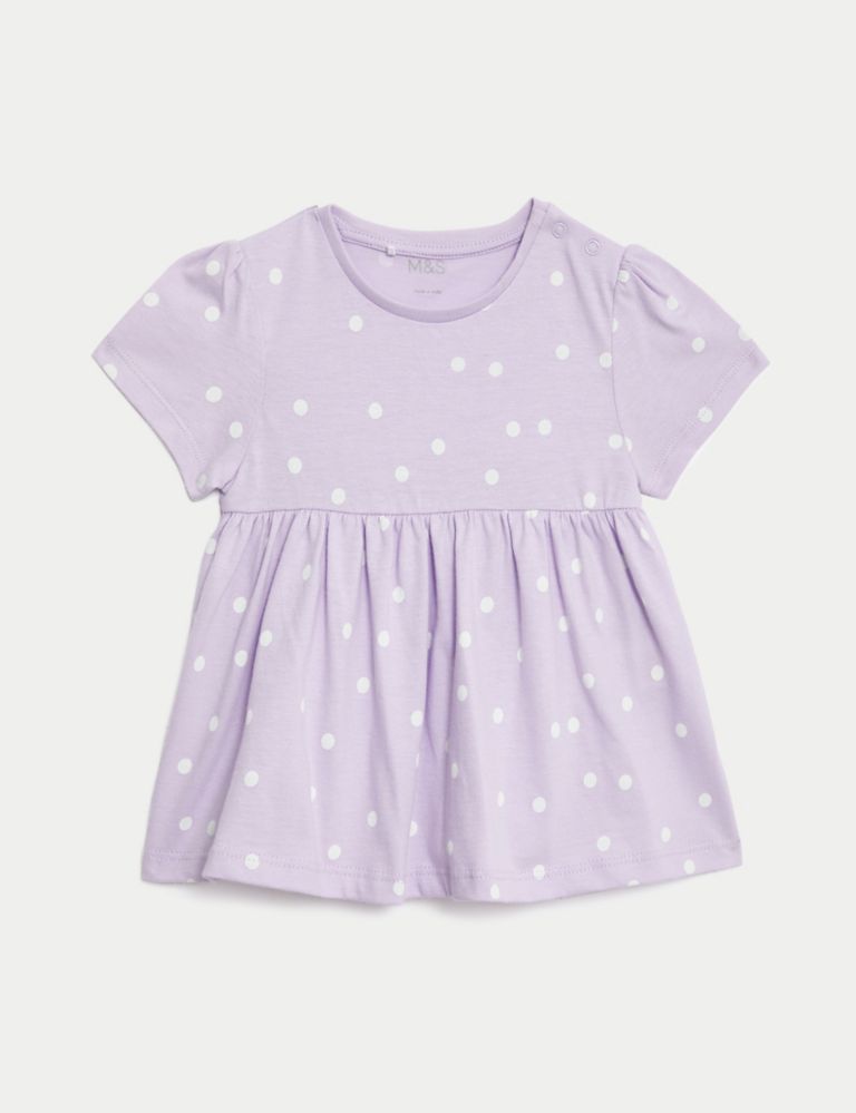 2pk Pure Cotton Spotted Tops (0-3 Yrs) 2 of 4
