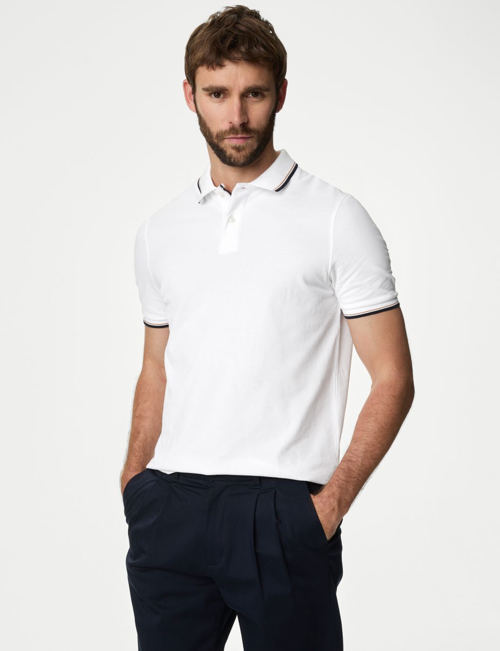 2pk Pure Cotton Tipped Polo Shirts | M&S Collection | M&S